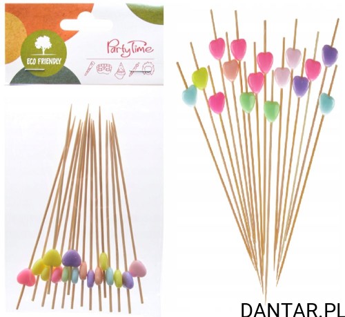 Szpilki do koreczków z pastelowymi serduszkami Partytime a16