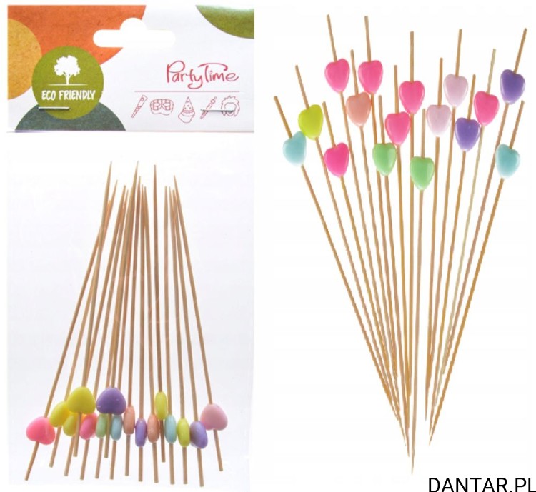 Szpilki do koreczków z pastelowymi serduszkami Partytime a16