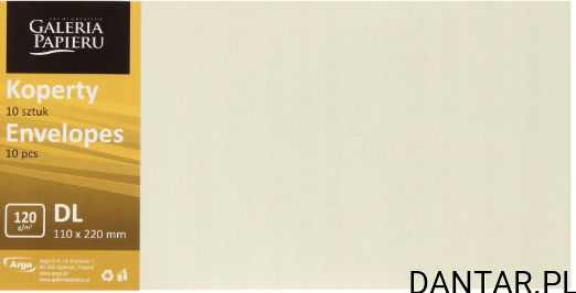 Koperta DL 110x220 Millenium biała 120g a10 Galeria Papieru  2201