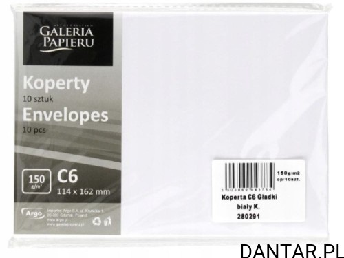 Koperta C6 gładka biała 1662x114  a10 280291