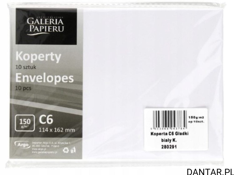Koperta C6 gładka biała 1662x114  a10 280291