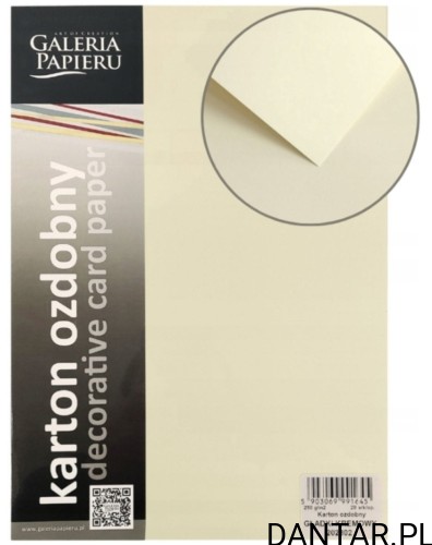 Papier ozdobny wizytówkowy A4 Kremowy a20 250G GALERIA PAPIERU 202802