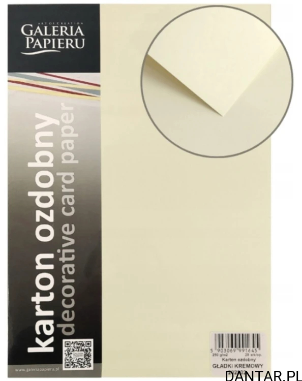 Papier ozdobny wizytówkowy A4 Kremowy a20 250G GALERIA PAPIERU 202802