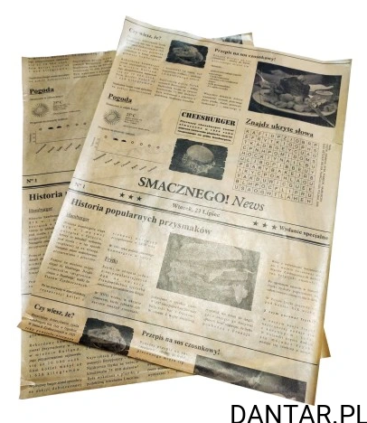 Papier do żywności 30x40cm brązowy z nadrukiem gazeta a1000