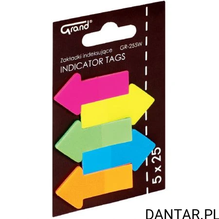 Zakładki indeksujące Grand strzałki a5x25 GR-255 45x23mm a1/12