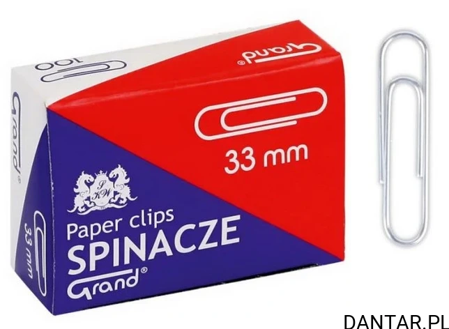 Spinacze 33mm metalowe okrągłe Grand a100/10
