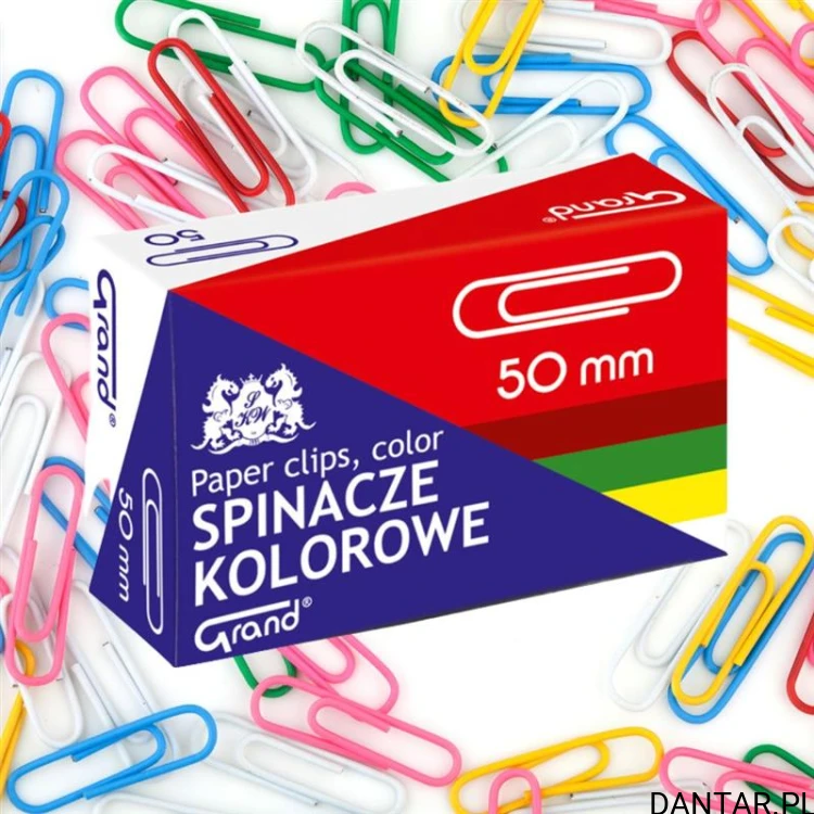 Spinacze 50mm metalowe okrągłe kolorowe GRAND a50/10