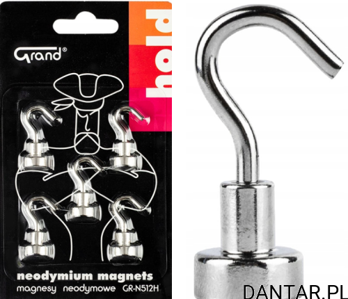 Magnesy neodymowe z haczykiem GRAND a5