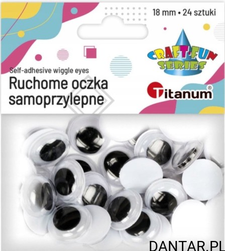 Ruchome oczka samoprzylepne dekoracyjne 18mm Titanum a24