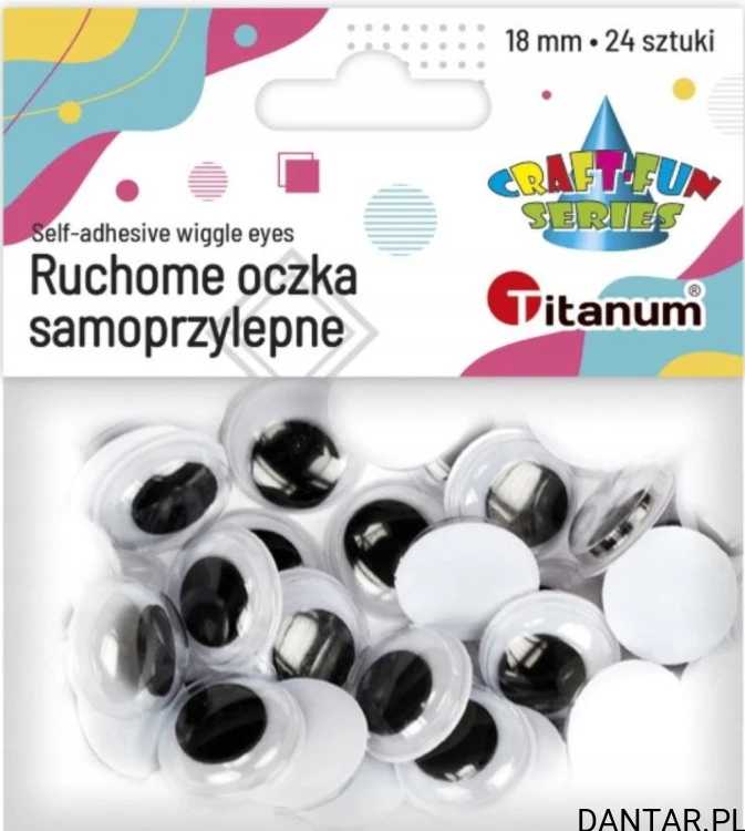 Ruchome oczka samoprzylepne dekoracyjne 18mm Titanum a24