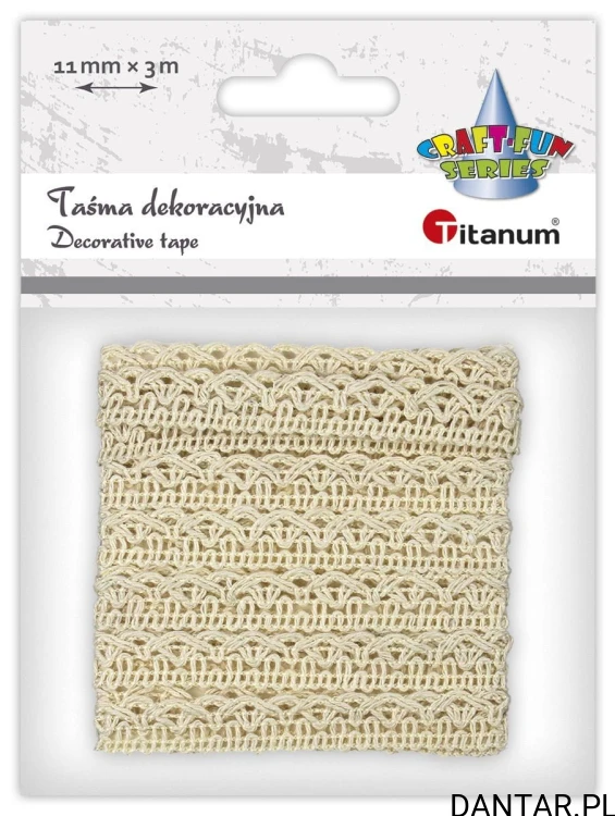 Taśma koronkowa 3m kremowa Titanum 626378