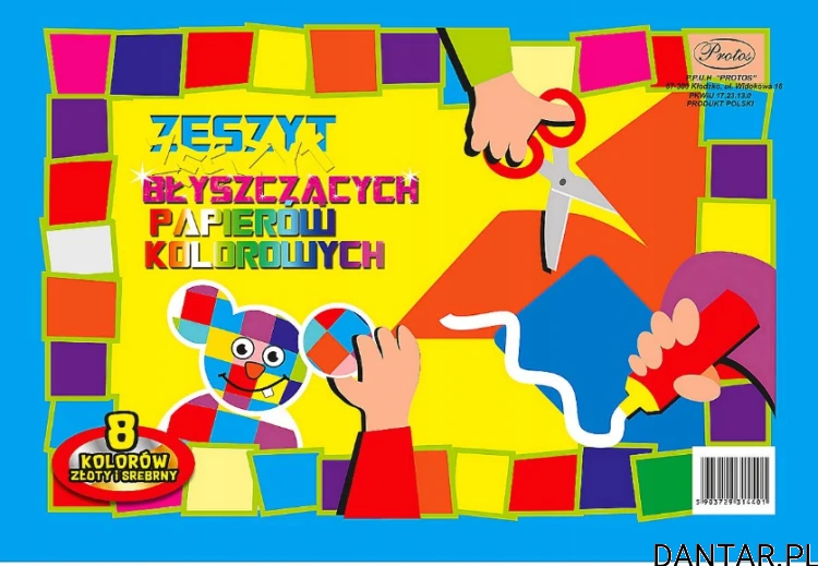 Zeszyt papierów kolorowych A4 błyszczących 8 kol Protos a1/10