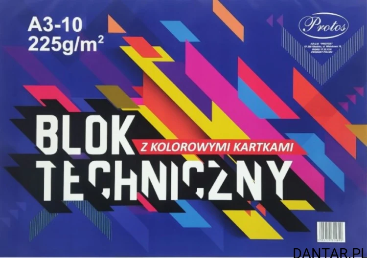 Blok techniczny A3 kolorowy Protos a1/5