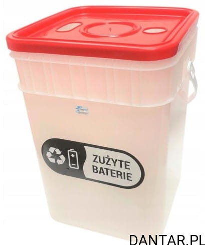 Kosz na zużyte baterie pokrywa czerwona 15L