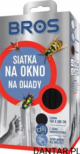 Siatka na insekty BROS na okno 150x180 czarna