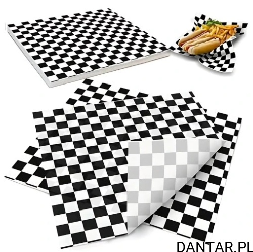 Papier do żywności 400x300 powlekany szachownica czarna 1000szt 55179