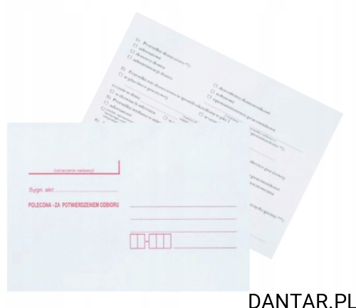 Koperta C6 62x114 NC KPA SK z potwierdzeniem odbioru a800