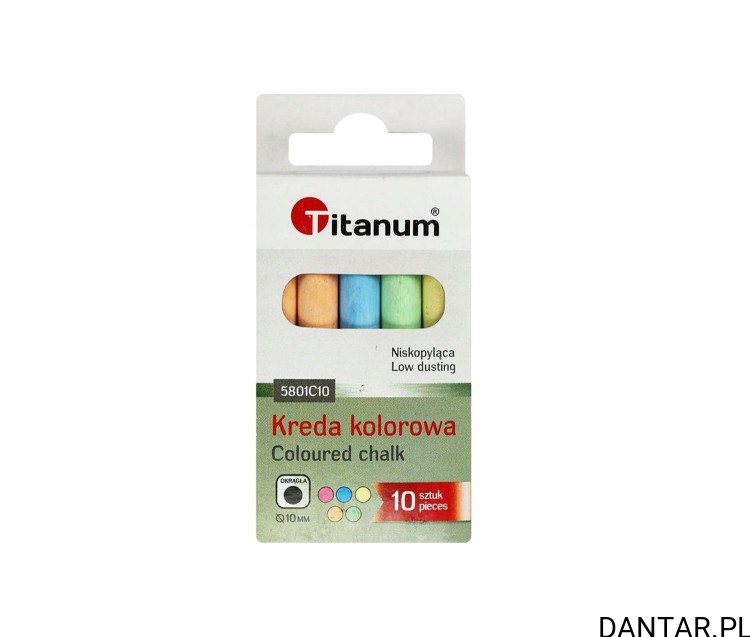 Kreda szkolna kolorowa 10mm Titanum a10