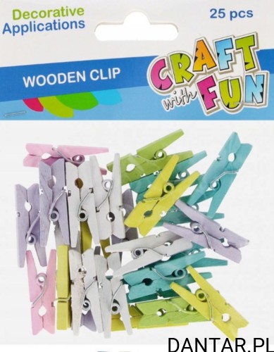Spinacze drewniane 3,5cm mix kolor Craft with fun a20