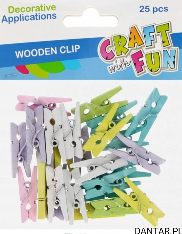 Spinacze drewniane 3,5cm mix kolor Craft with fun a20