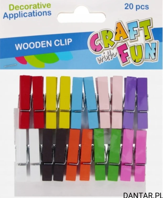 Spinacze drewniane 3,5cm mix kolor Craft with fun a20