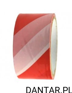 Taśma ostrzegawcza klejaca biało-czerwona 48x33