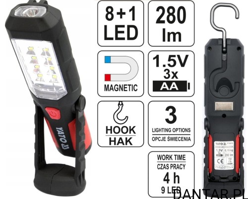 Latarka warsztatowa 2w1 led magnetyczna Yato YT-08513