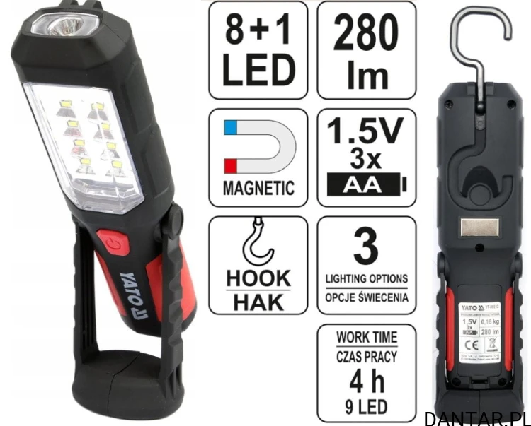 Latarka warsztatowa 2w1 led magnetyczna Yato YT-08513