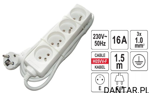 Przedłużacz 4G Z/U 1.5M Vorel 72501