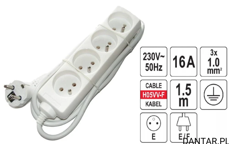 Przedłużacz 4G Z/U 1.5M Vorel 72501