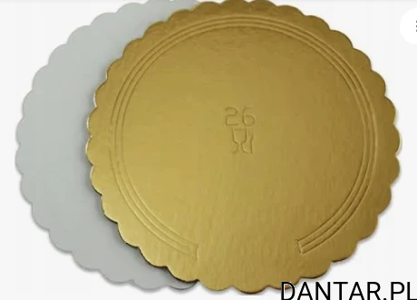 Podkład 26cm pod tort złoto-srebrny karbowany 3mm PGZS-26 a5