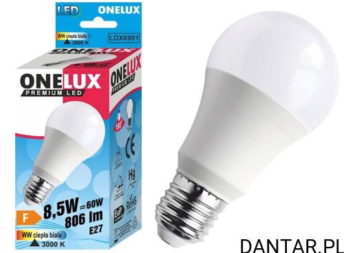 Żarówka led E27 60W (8,5W) 3000K 806lm Onelux a1/10
