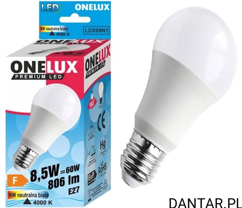 Żarówka led E27 60W (8.5W) 4000K 860lm Onelux a1/10
