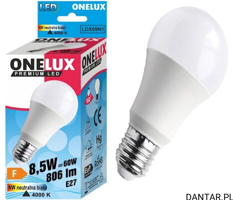 Żarówka led E27 60W (8.5W) 4000K 860lm Onelux a1/10