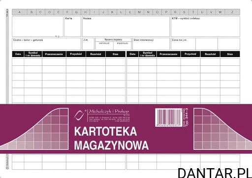 Druk kartoteka magazynowa 344-3 A5 a'50