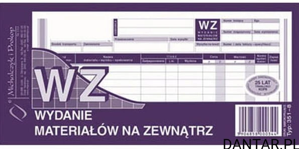 Druk WZ wydanie VAT na zewnątrz wielokopia 351-8 /5
