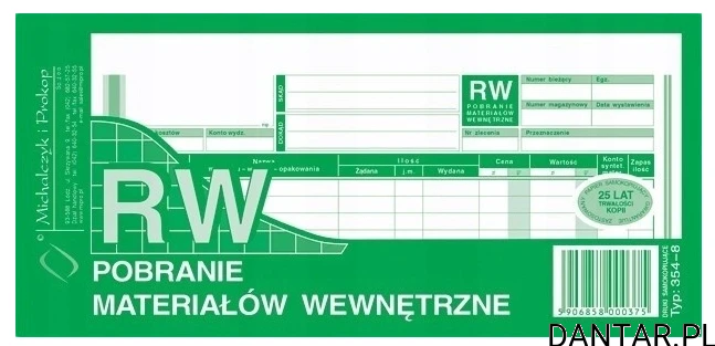 Druk pobranie materiałów węwnetrzne 1/3 A4 80k. 354-8