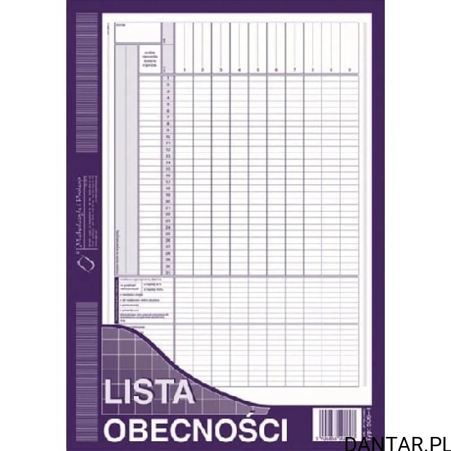 Druk lista obecności A4 a1/5 TYP 506-1