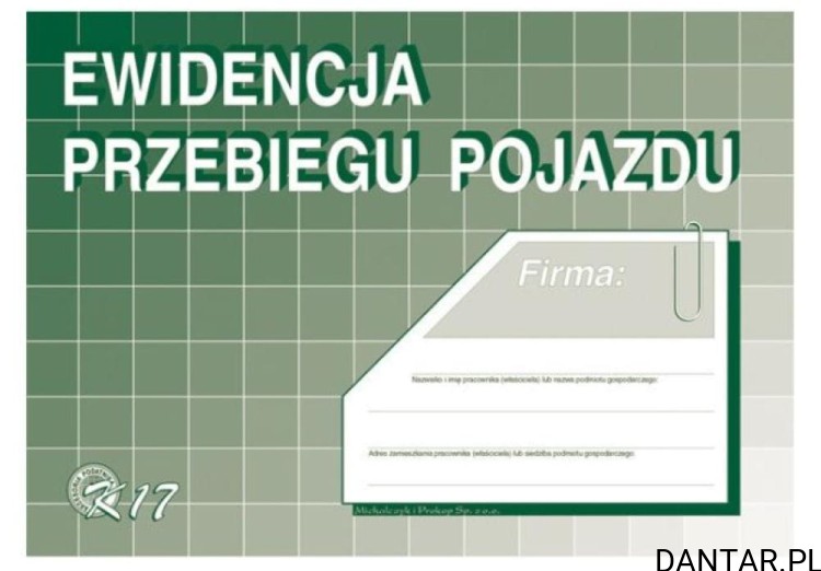 Druk ewidencja przebiegu pojazdów (Bez Kosztów) K-17