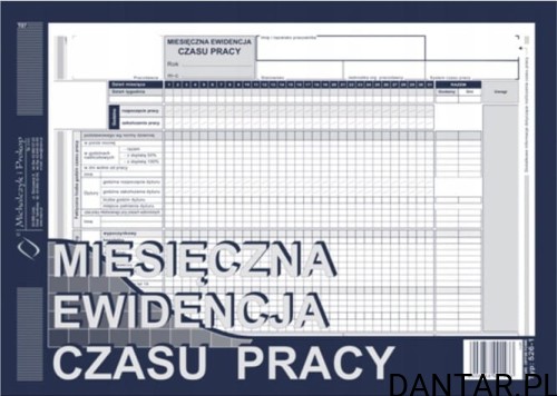 Druk Miesięczna ewidencja czasu pracy 526-1