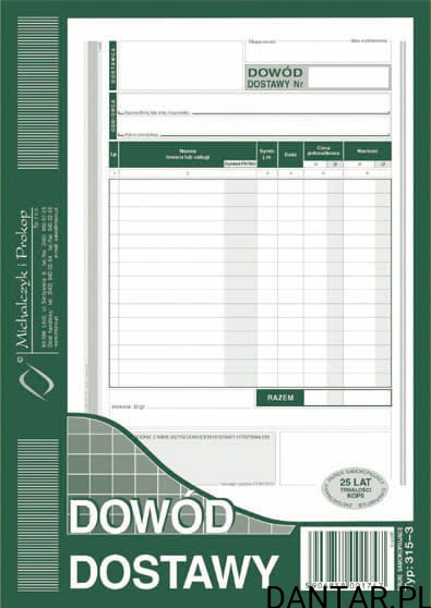 Druk dowód dostawy A5 TYP 315-3 a1