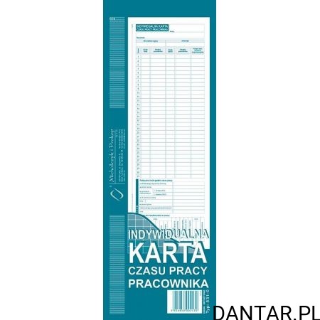 Druk inwidualna karta czasu pracy pracownika 