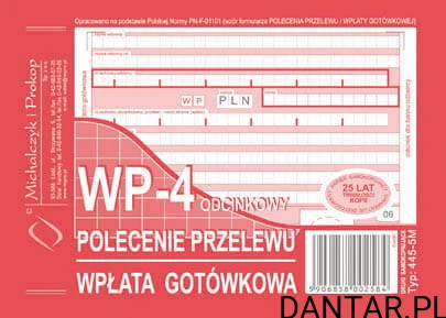 Druk WP-4 polecenie przelewu a6 1+3 miękkie 