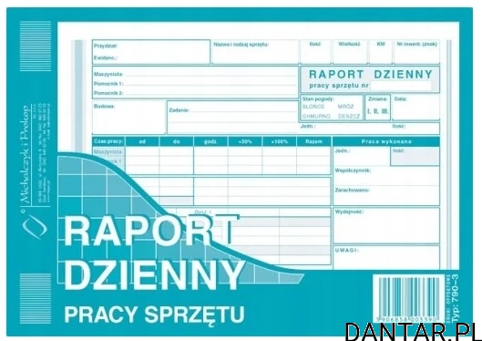 Druk 790-3 Raport dzienny pracy sprzętu a1