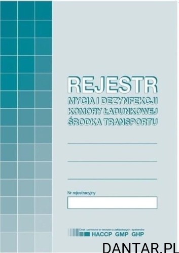 Druk rejestr mycia i dezynfekcji komory ładunkowej