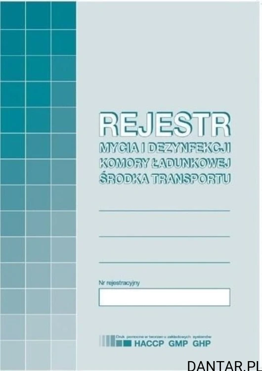 Druk rejestr mycia i dezynfekcji komory ładunkowej