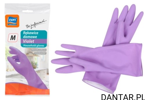 Rękawice gumowe domowe violet M a1