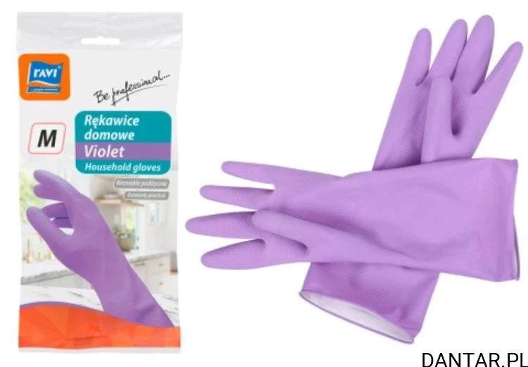 Rękawice gumowe domowe violet M a1