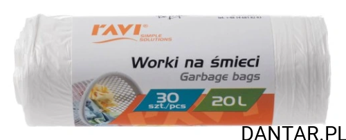 Worki na śmieci 20l białe 39x47cm Ravi a30