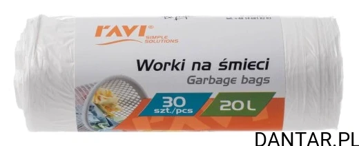 Worki na śmieci 20l białe 39x47cm Ravi a30